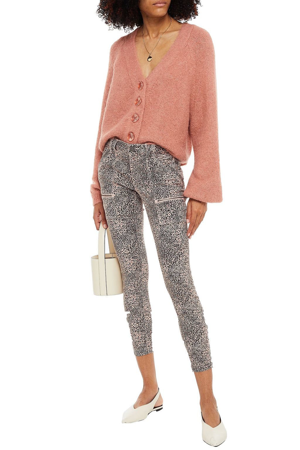 JOIE Park moto-style cropped leopard-print cotton-blend twill skinny pants