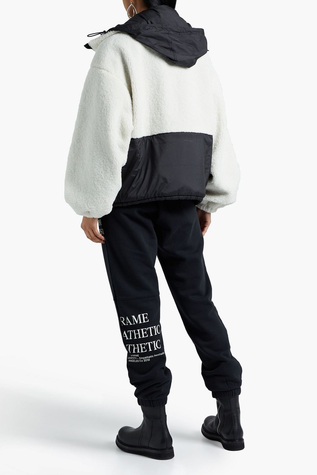 FRAME Shell-paneled fleece hooded jacket