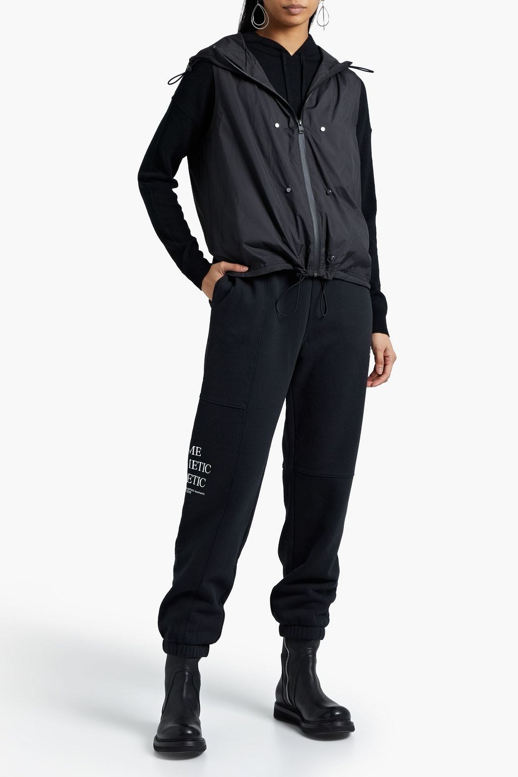 FRAME Shell-paneled fleece hooded jacket