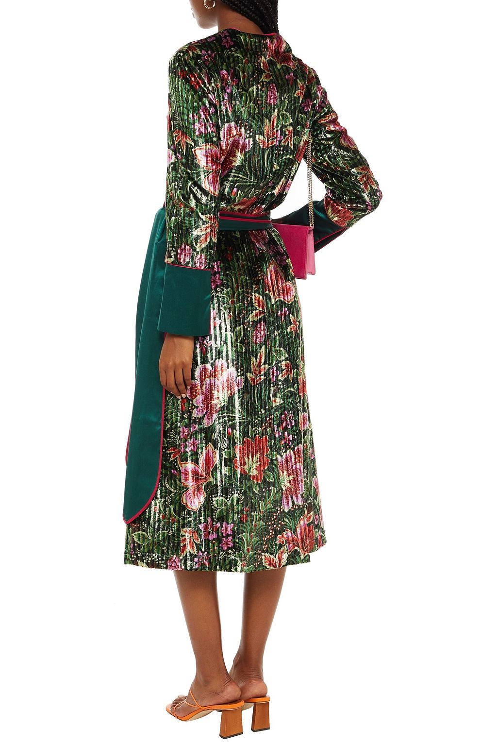 F.R.S. FOR RESTLESS SLEEPERS Satin-trimmed velvet-jacquard midi dress