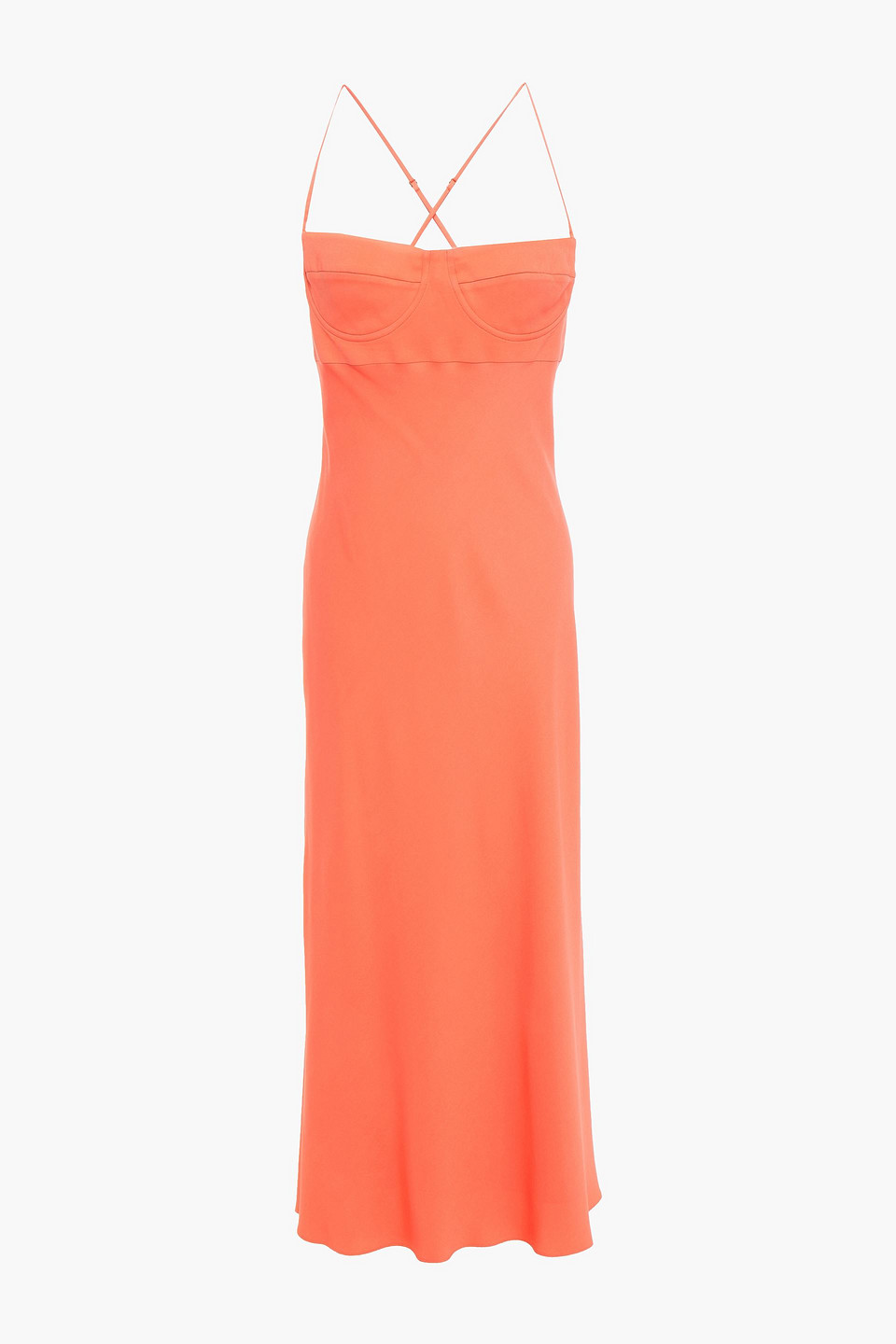 Michelle Mason - Fluted crepe midi dress - Orange - US 0