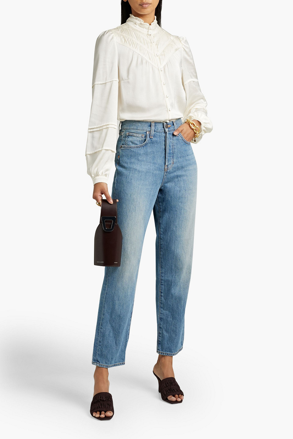 Veronica Beard Blake Faded High-rise Straight-leg Jeans In Mid Denim