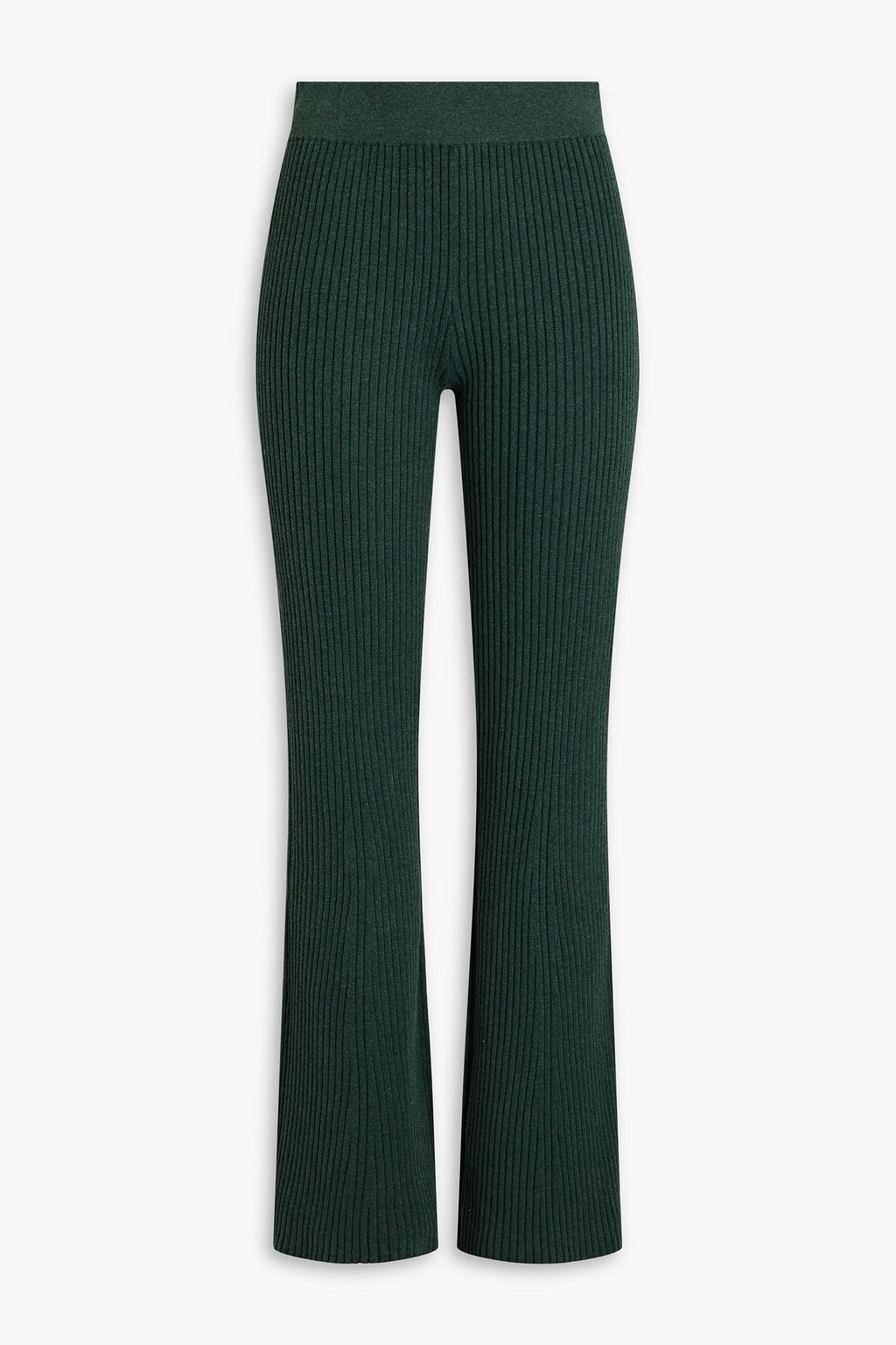 Rib-knit flared trousers