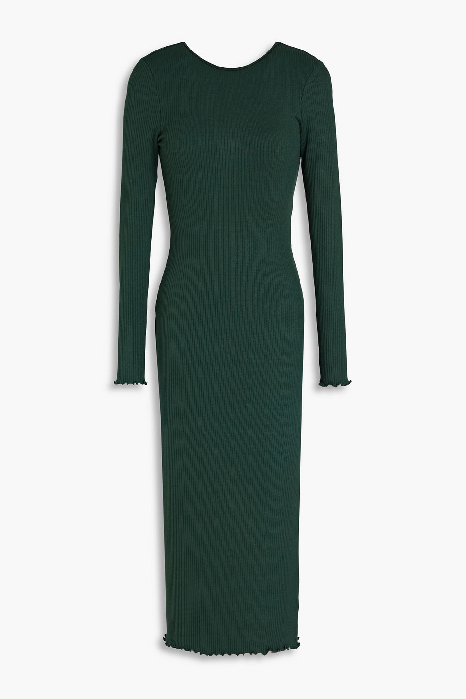 The Range Ribbed Jersey Midi Dress In Green