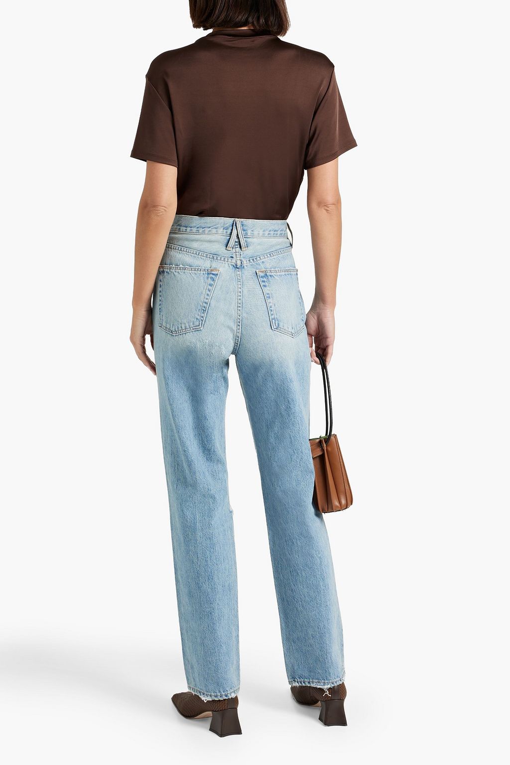 SLVRLAKE London distressed high-rise straight-leg jeans