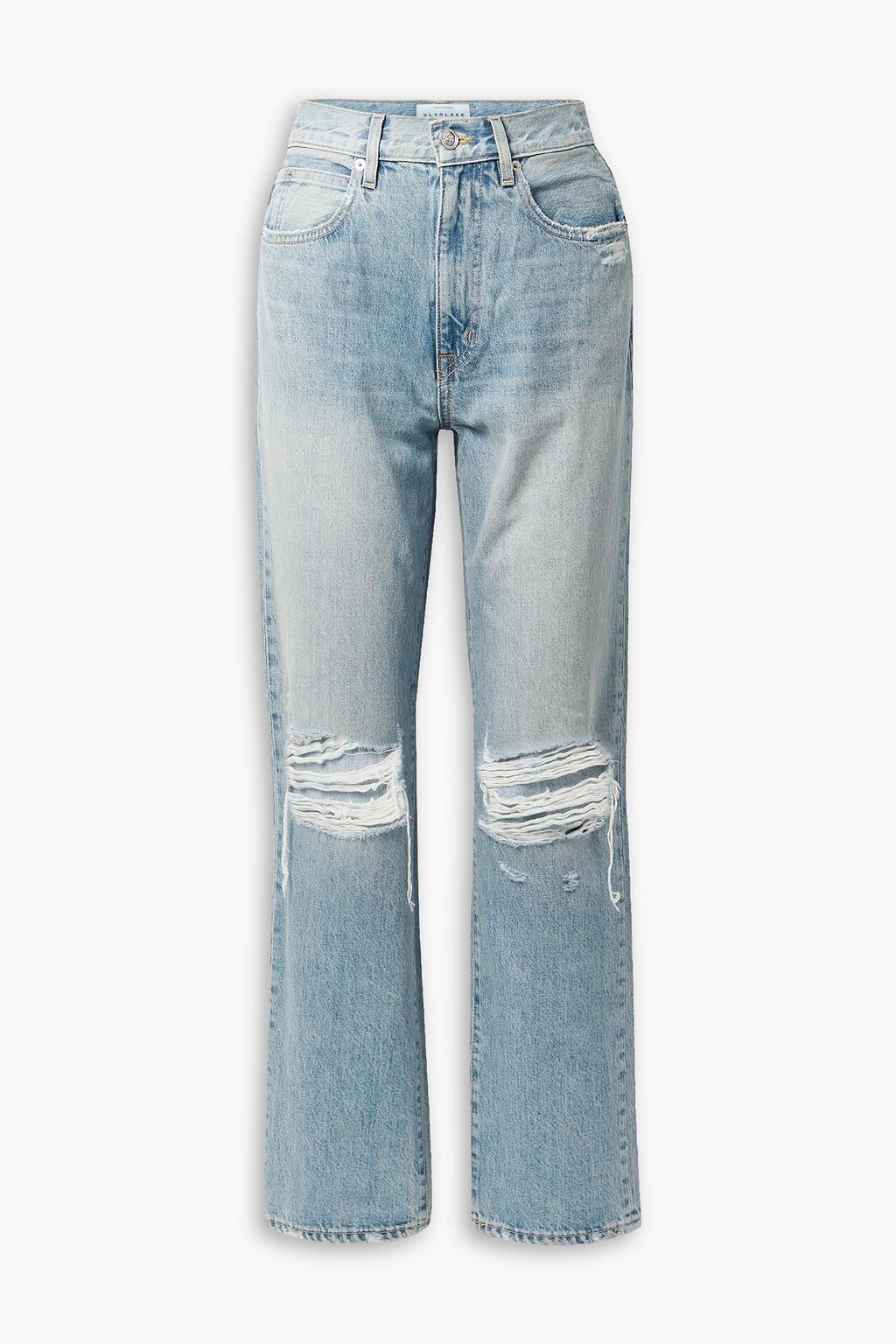 SLVRLAKE London distressed high-rise straight-leg jeans | Sale up to 70 ...