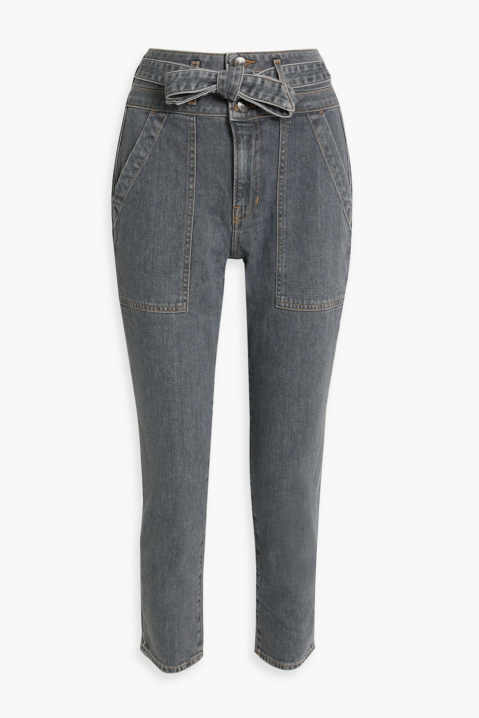 Logan belted high-rise straight-leg jeans