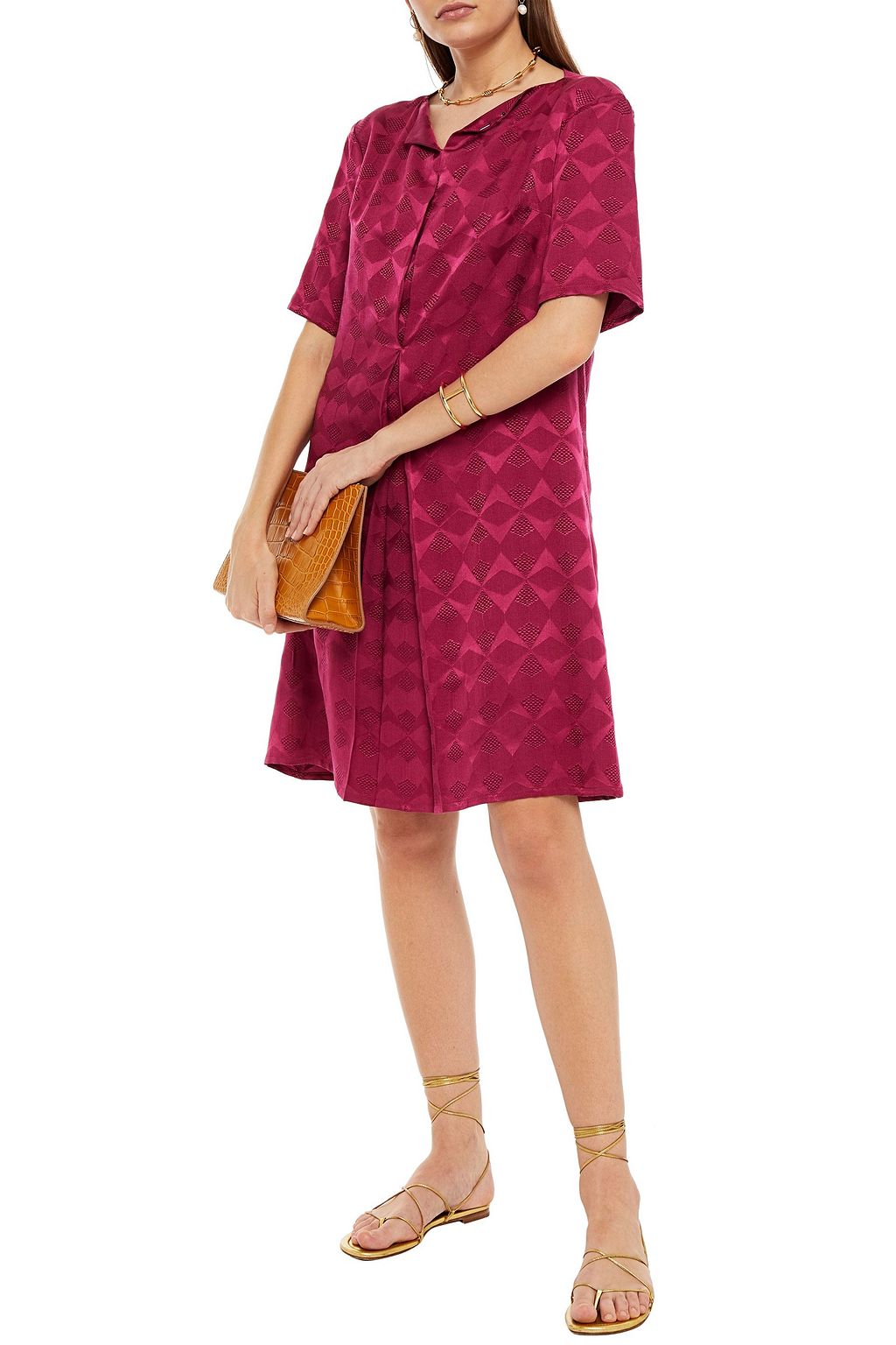 ETRO Pleated silk-jacquard dress