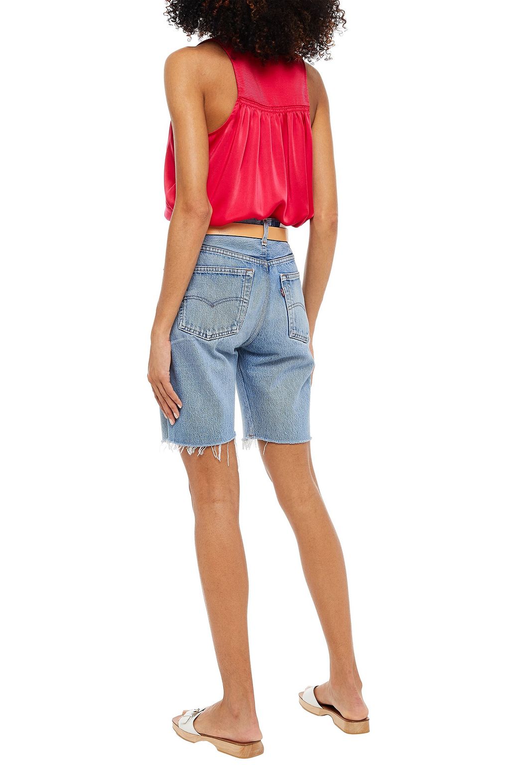 JOIE Tadita shirred satin top