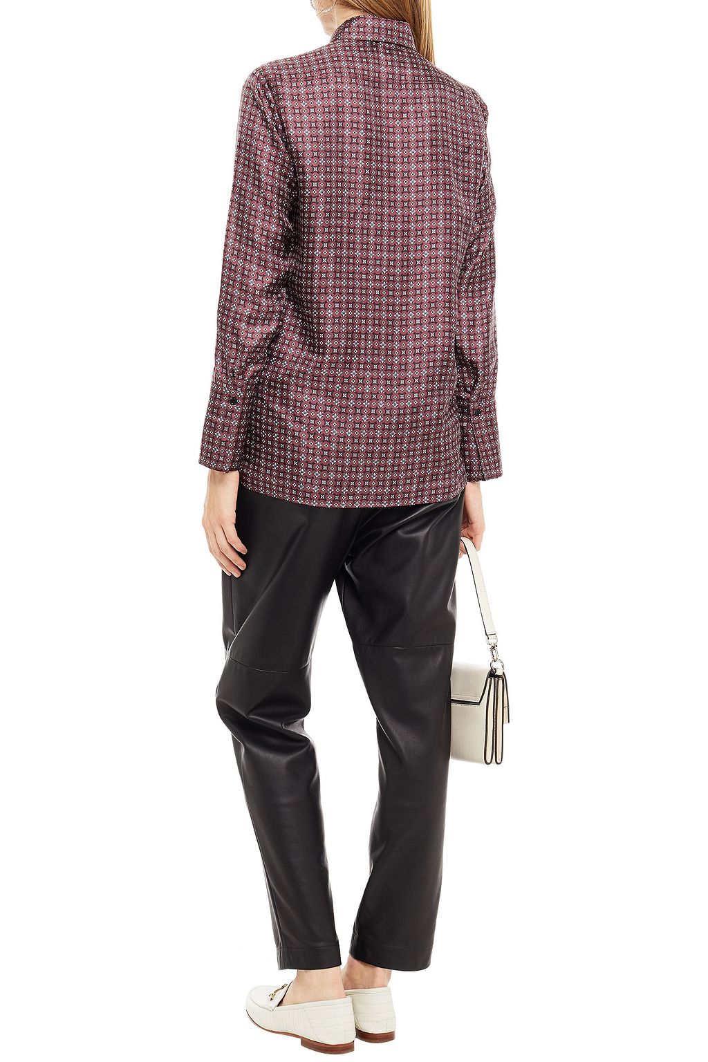 SANDRO Thia printed silk-twill shirt