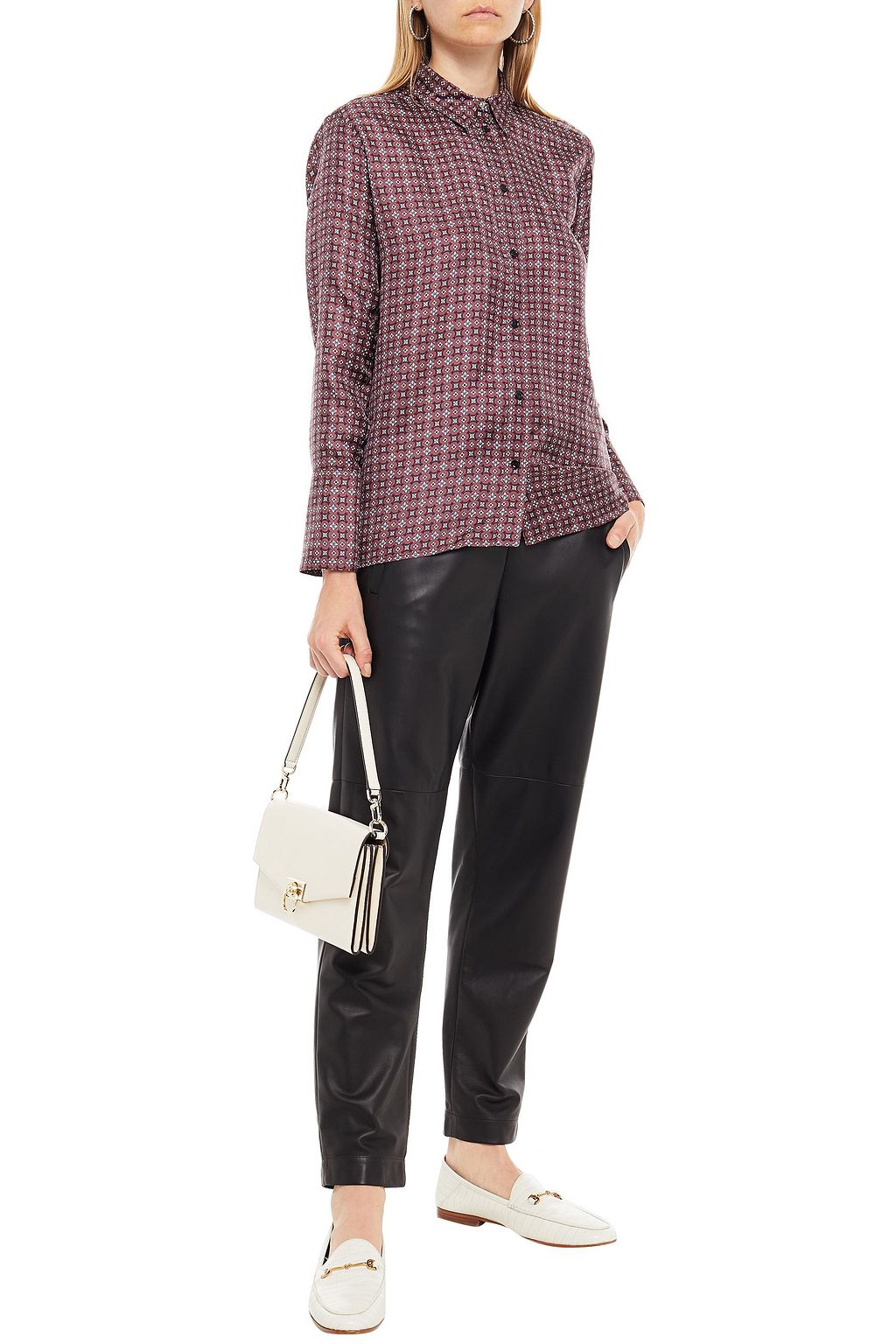 SANDRO Thia printed silk-twill shirt