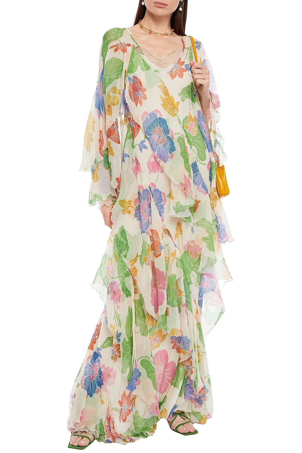 ETRO Ruffled floral-print silk-crepon maxi dress