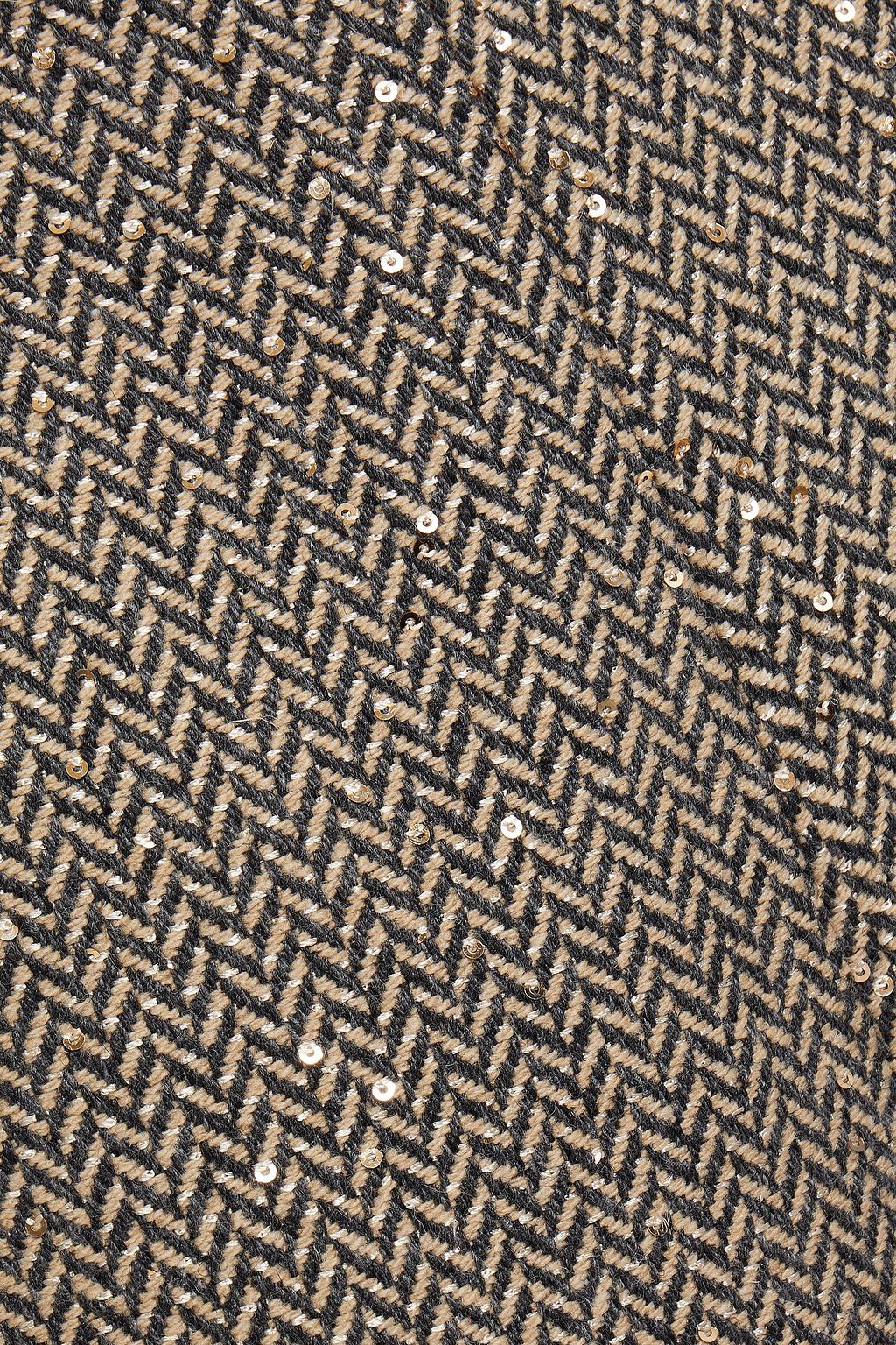 SANDRO Sequin-embellished herringbone woven shorts