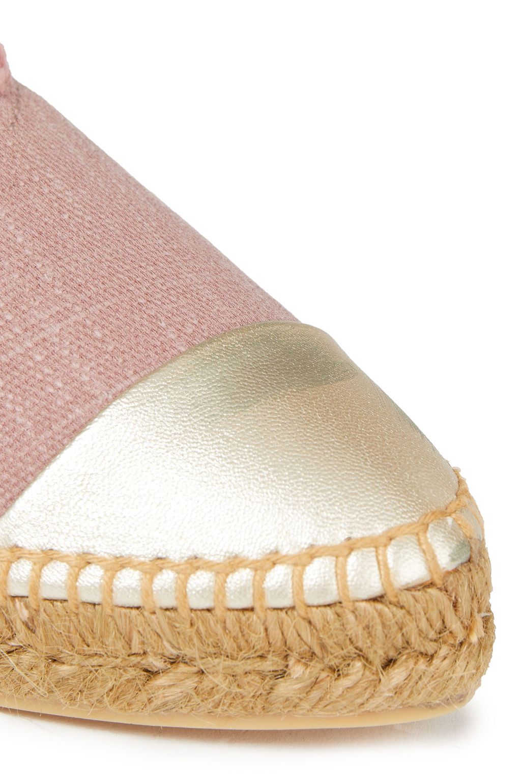 CASTAÑER Raisa metallic leather-trimmed canvas espadrille slippers