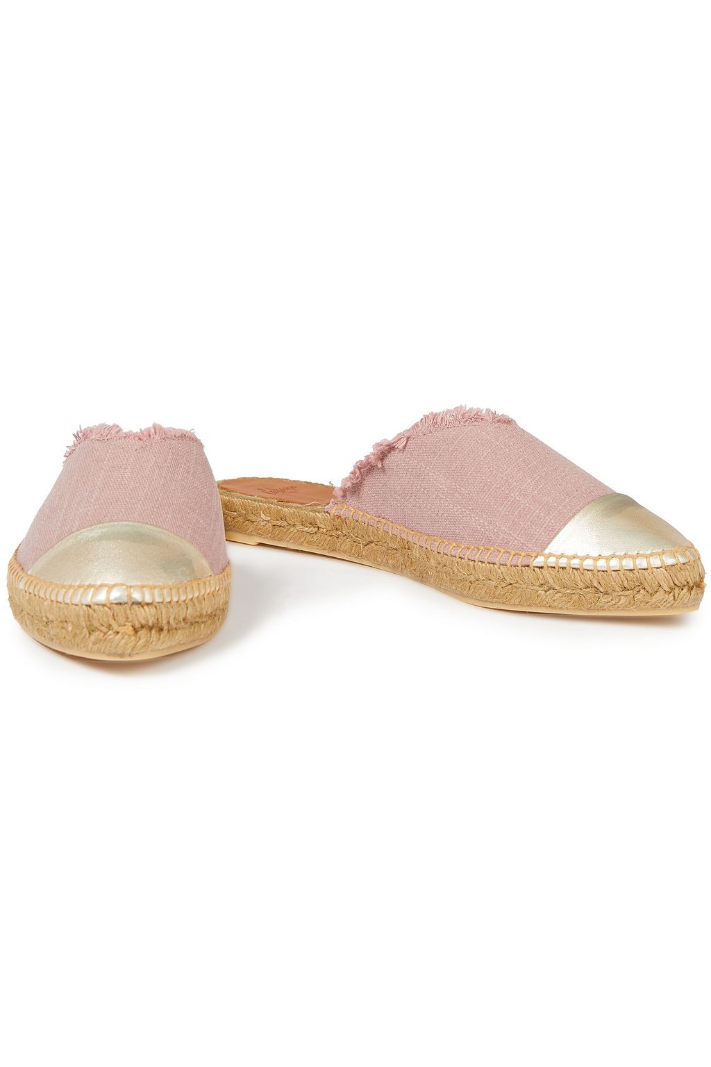 CASTAÑER Raisa metallic leather-trimmed canvas espadrille slippers