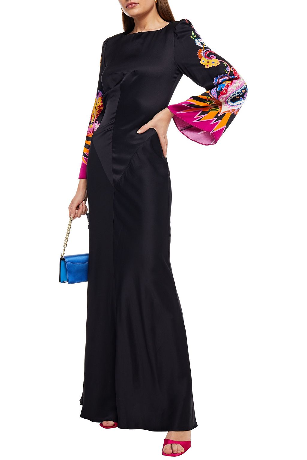 ETRO Printed satin maxi dress