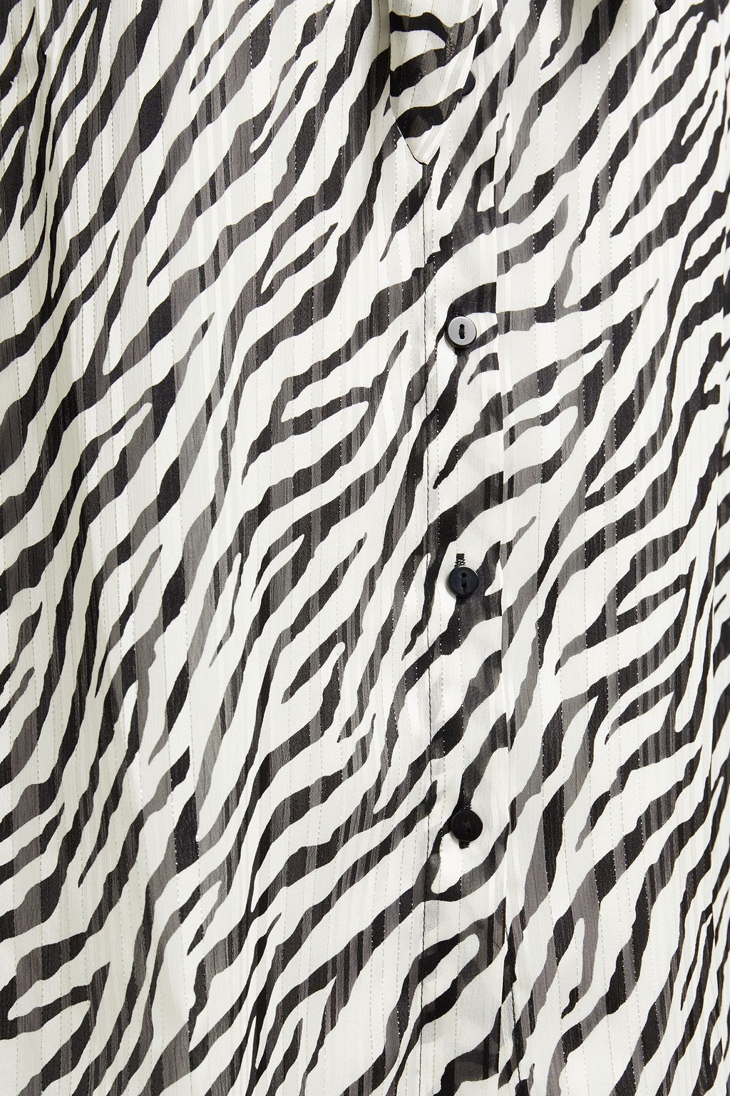 MAJE Pussy-bow metallic zebra-print jacquard shirt