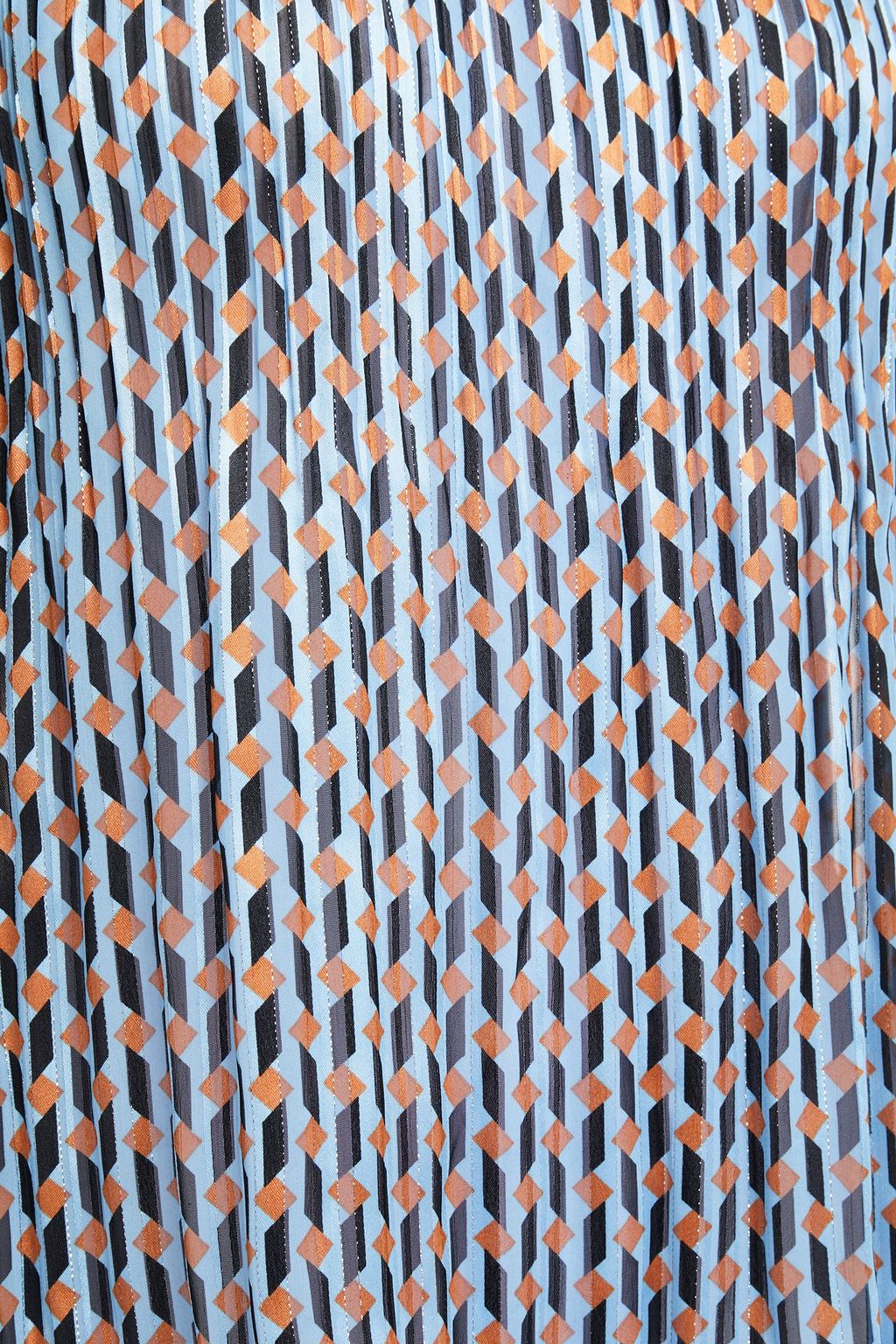 MAJE Pleated metallic printed satin-jacquard blouse