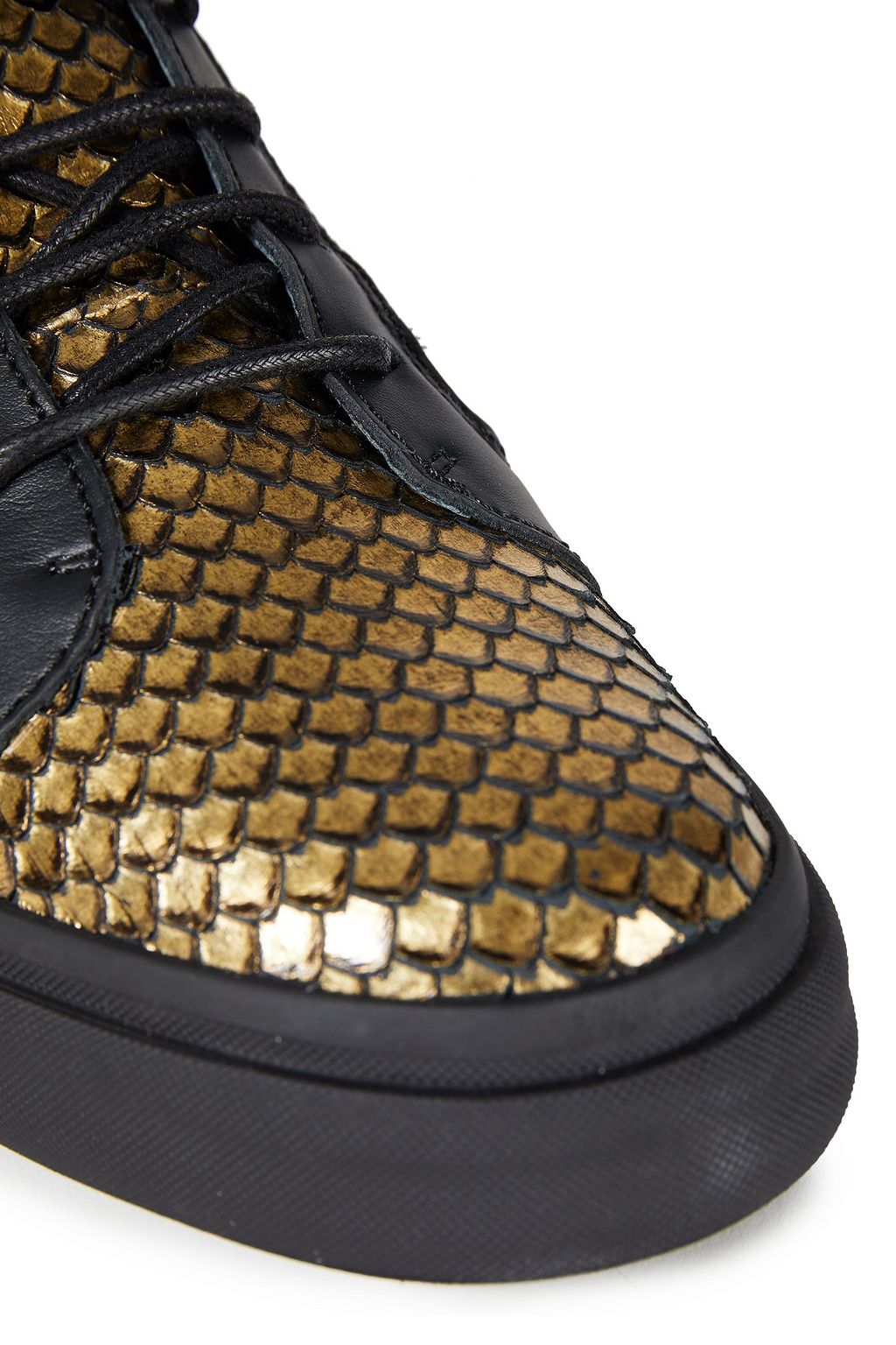 GIUSEPPE ZANOTTI Metallic snake-effect leather high-top sneakers