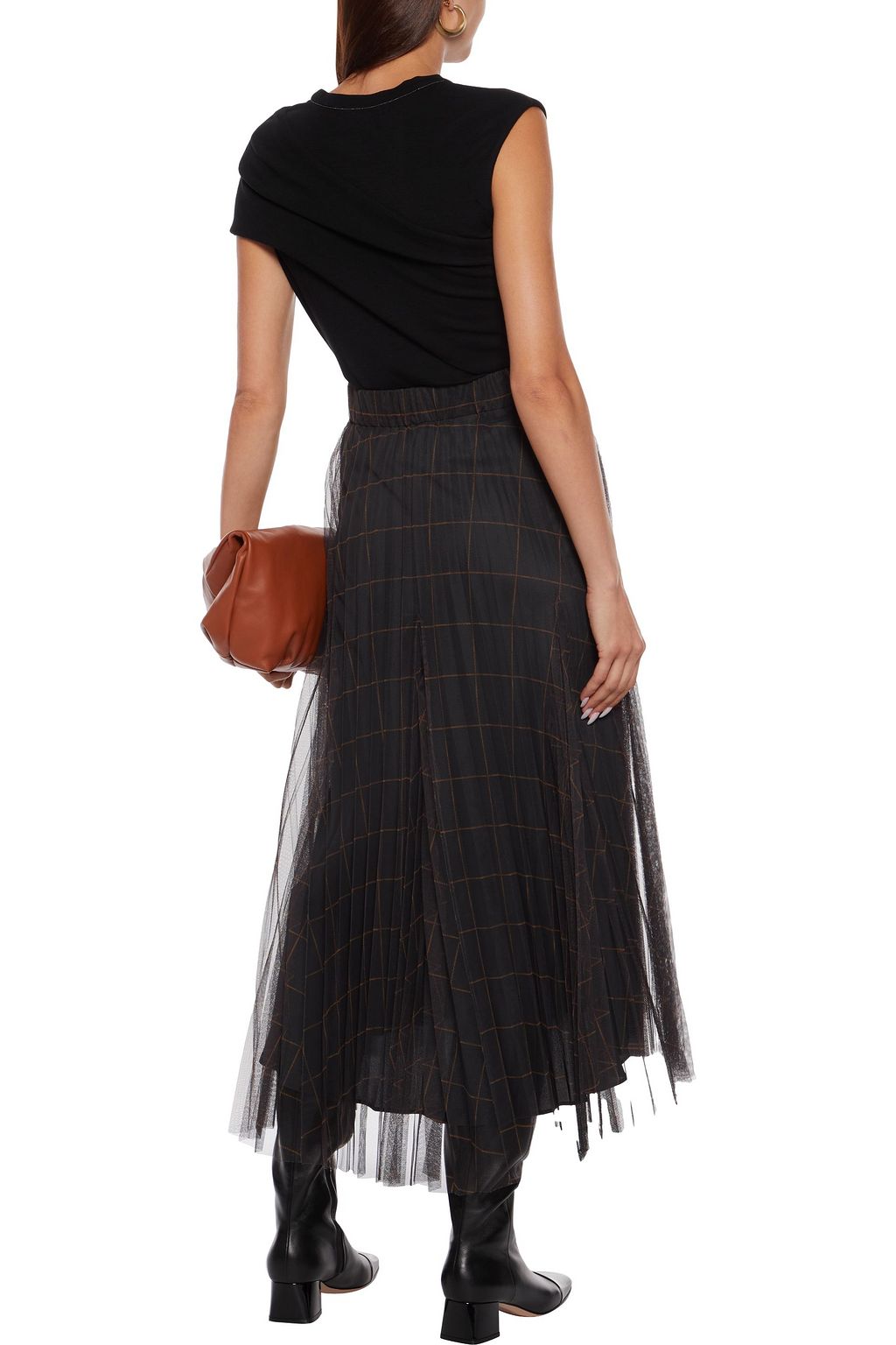 BRUNELLO CUCINELLI Asymmetric layered wool-blend top