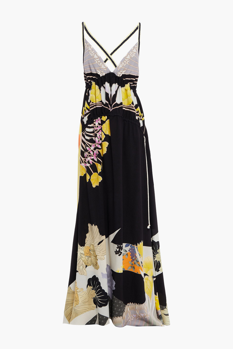 etro - open-back floral-print silk-crepe maxi dress - black - it 44