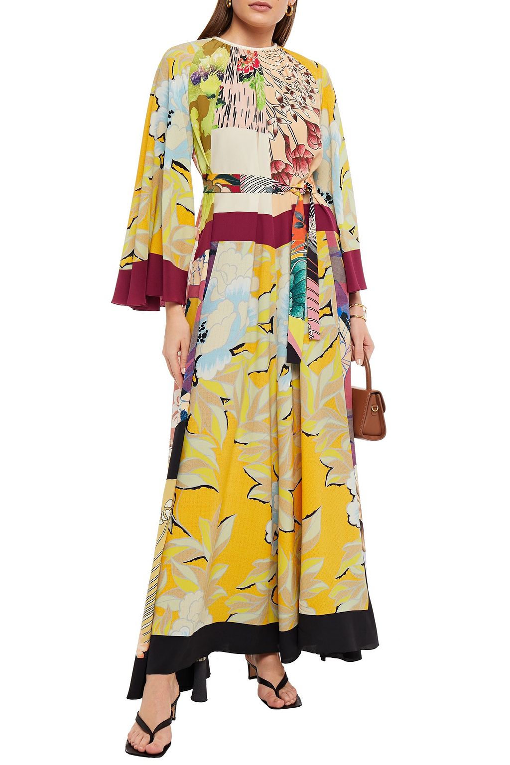 ETRO Belted printed silk-crepe maxi dress