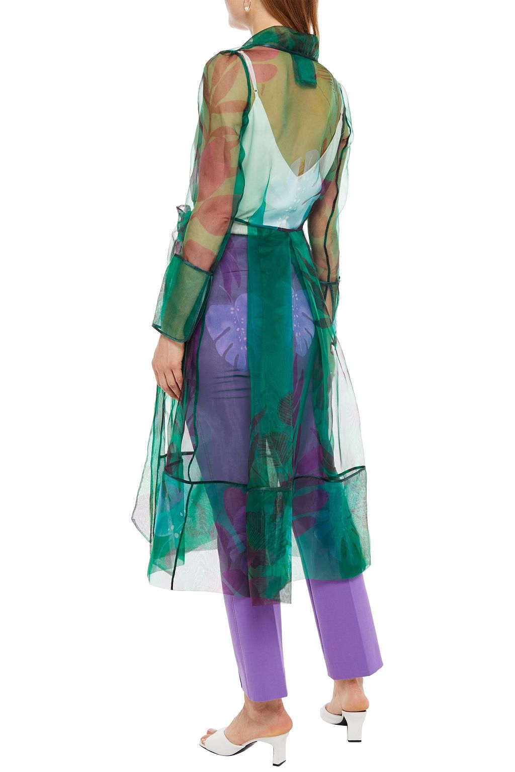 F.R.S. FOR RESTLESS SLEEPERS Satin-trimmed printed organza midi wrap dress