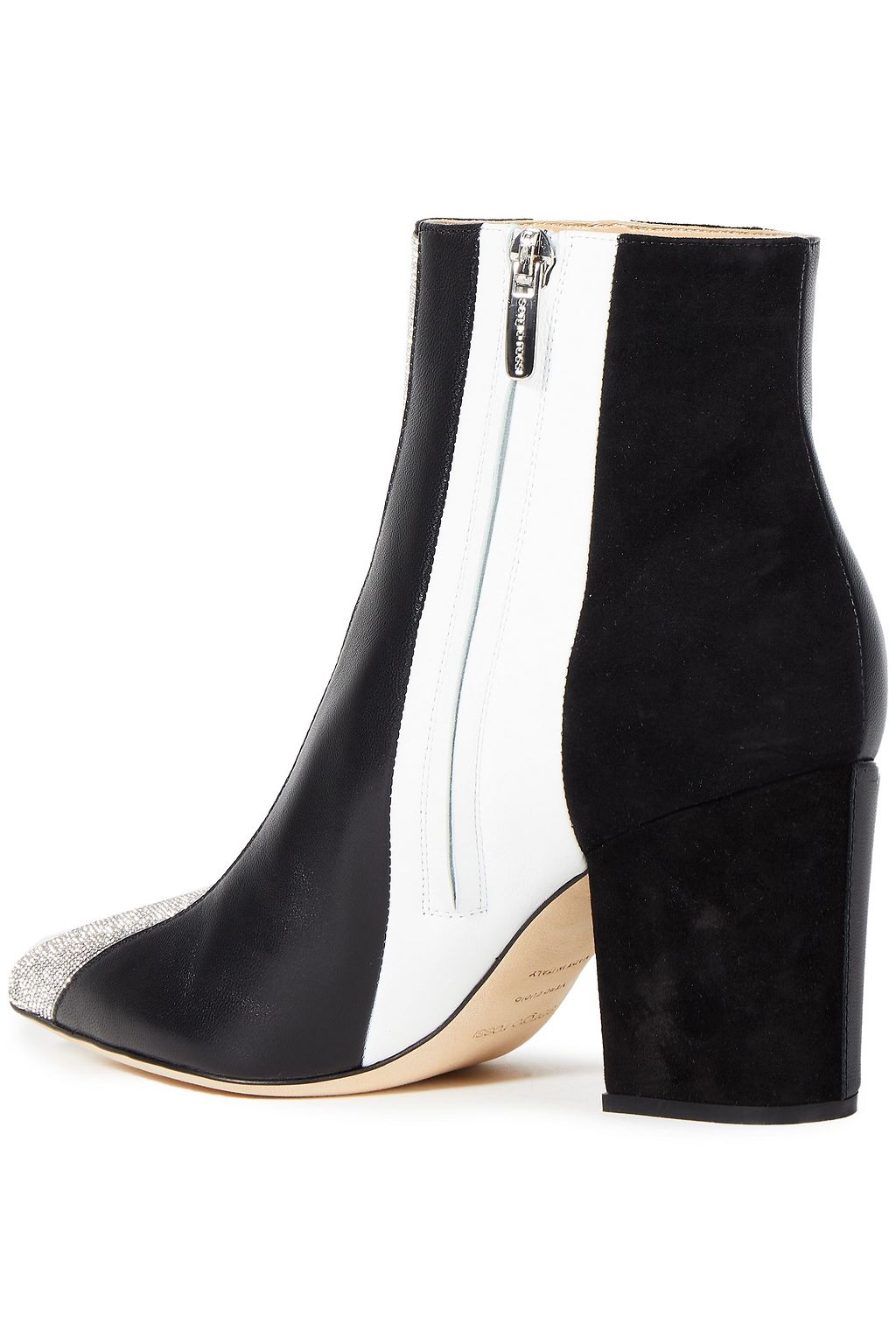 SERGIO ROSSI Paneled smooth, croc-effect leather, suede and elaphe ankle boots