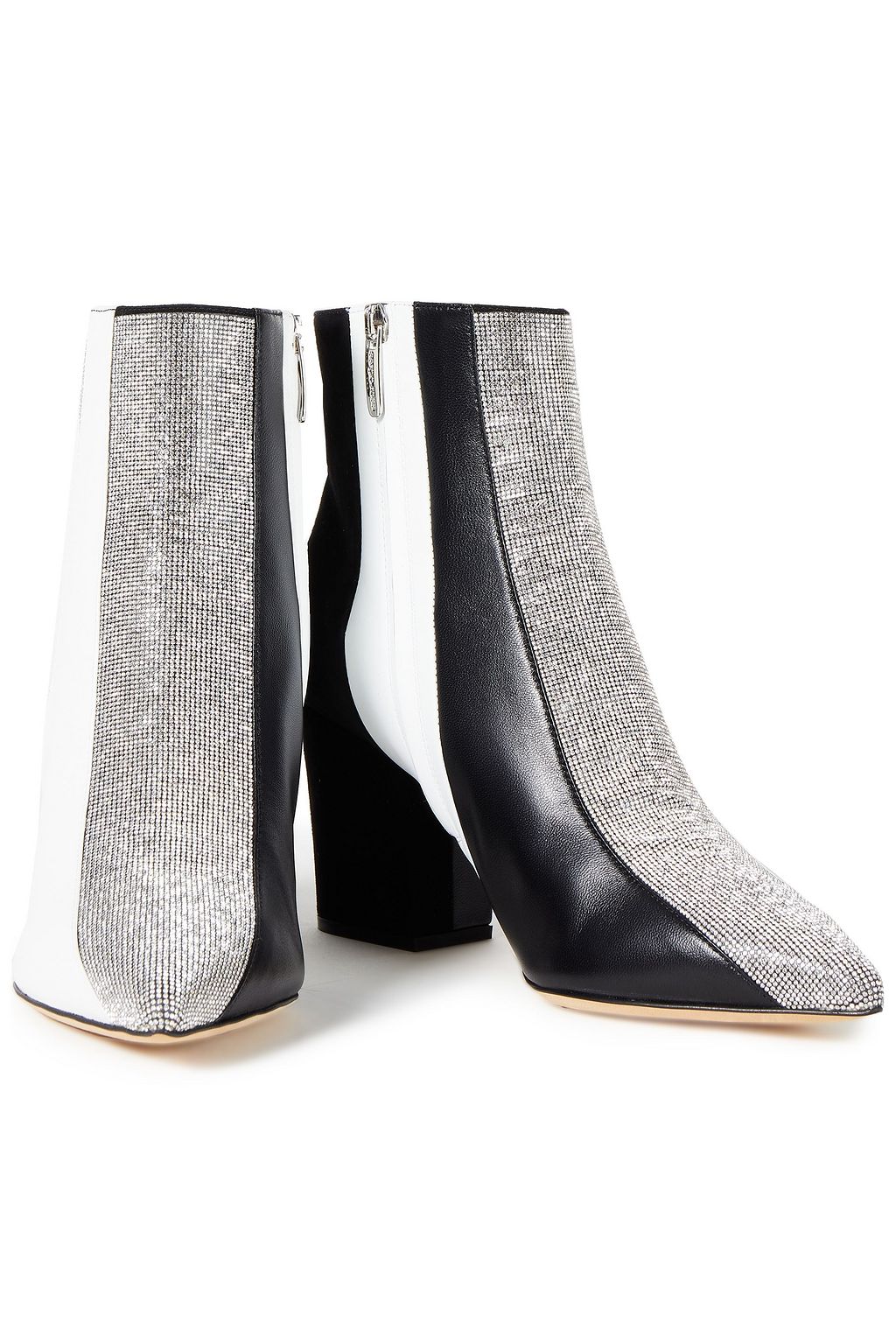 SERGIO ROSSI Paneled smooth, croc-effect leather, suede and elaphe ankle boots