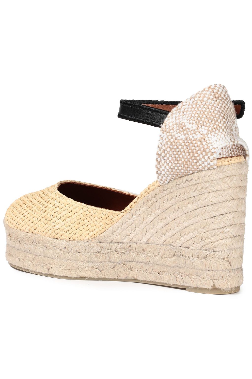 CASTAÑER Carol 80 appliquéd faux raffia wedge espadrilles