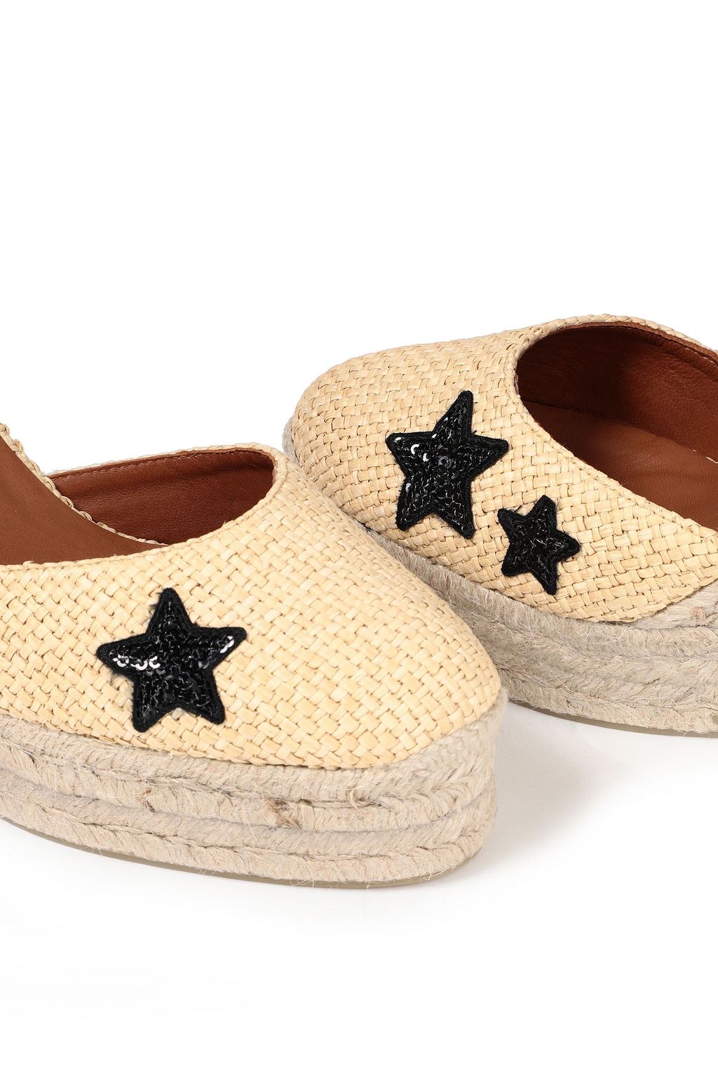CASTAÑER Carol 80 appliquéd faux raffia wedge espadrilles