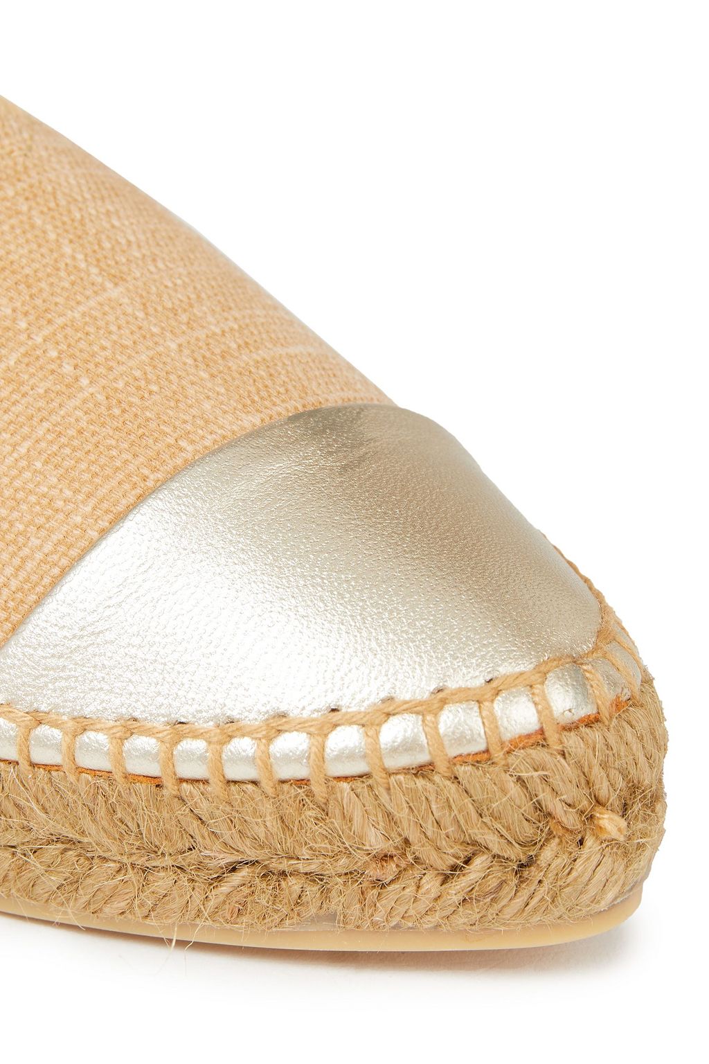 CASTAÑER Raisa metallic leather-trimmed canvas espadrille slippers
