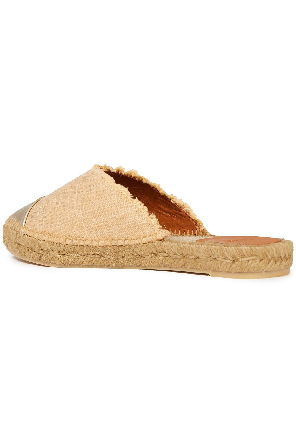 CASTAÑER Raisa metallic leather-trimmed canvas espadrille slippers