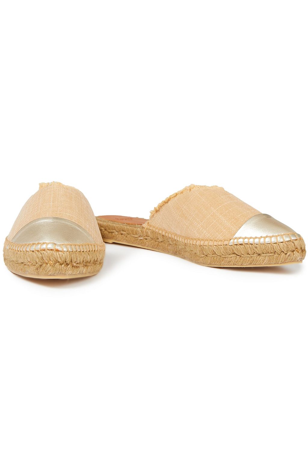CASTAÑER Raisa metallic leather-trimmed canvas espadrille slippers