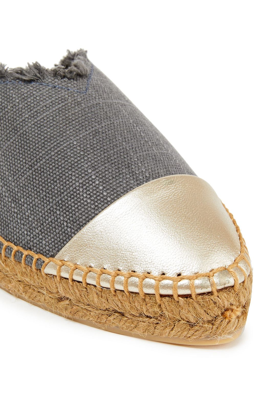 CASTAÑER Raisa metallic leather-trimmed canvas espadrille slippers