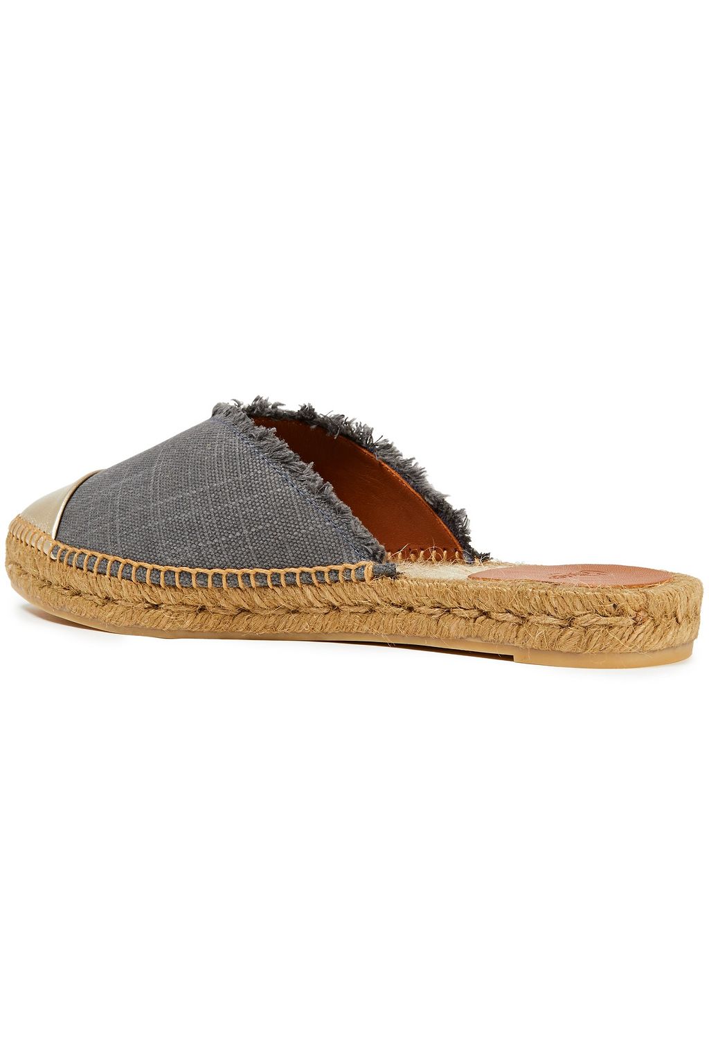 CASTAÑER Raisa metallic leather-trimmed canvas espadrille slippers
