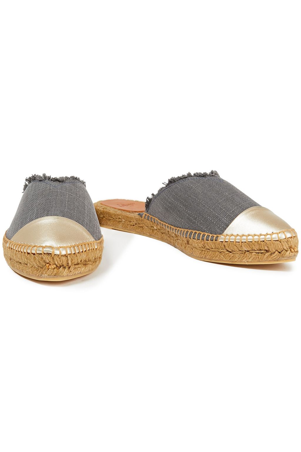 CASTAÑER Raisa metallic leather-trimmed canvas espadrille slippers