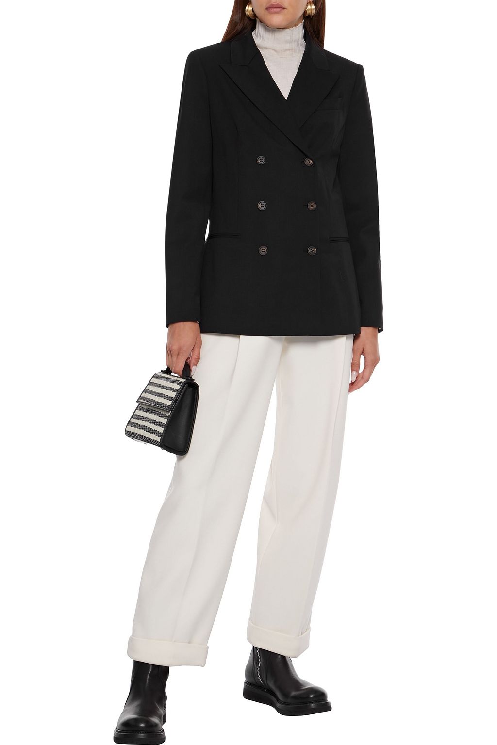 BRUNELLO CUCINELLI Bead-embellished wool-blend twill blazer