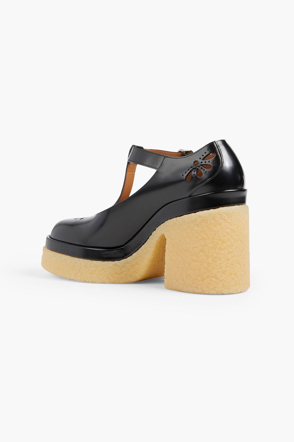 CHLOÉ Kurtys laser-cut glossed-leather Mary Jane platform pumps