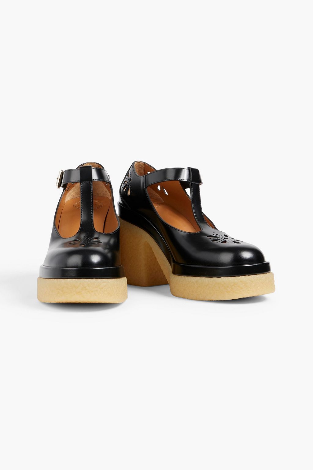 CHLOÉ Kurtys laser-cut glossed-leather Mary Jane platform pumps