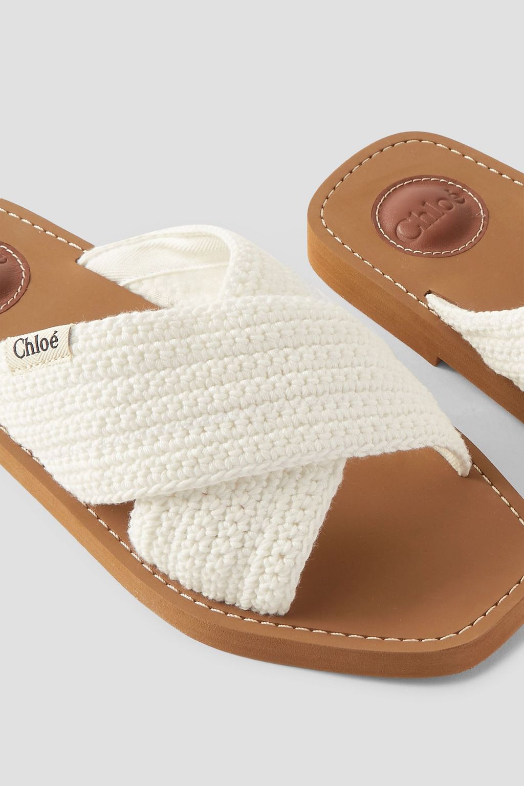 CHLOÉ Striped knitted slides