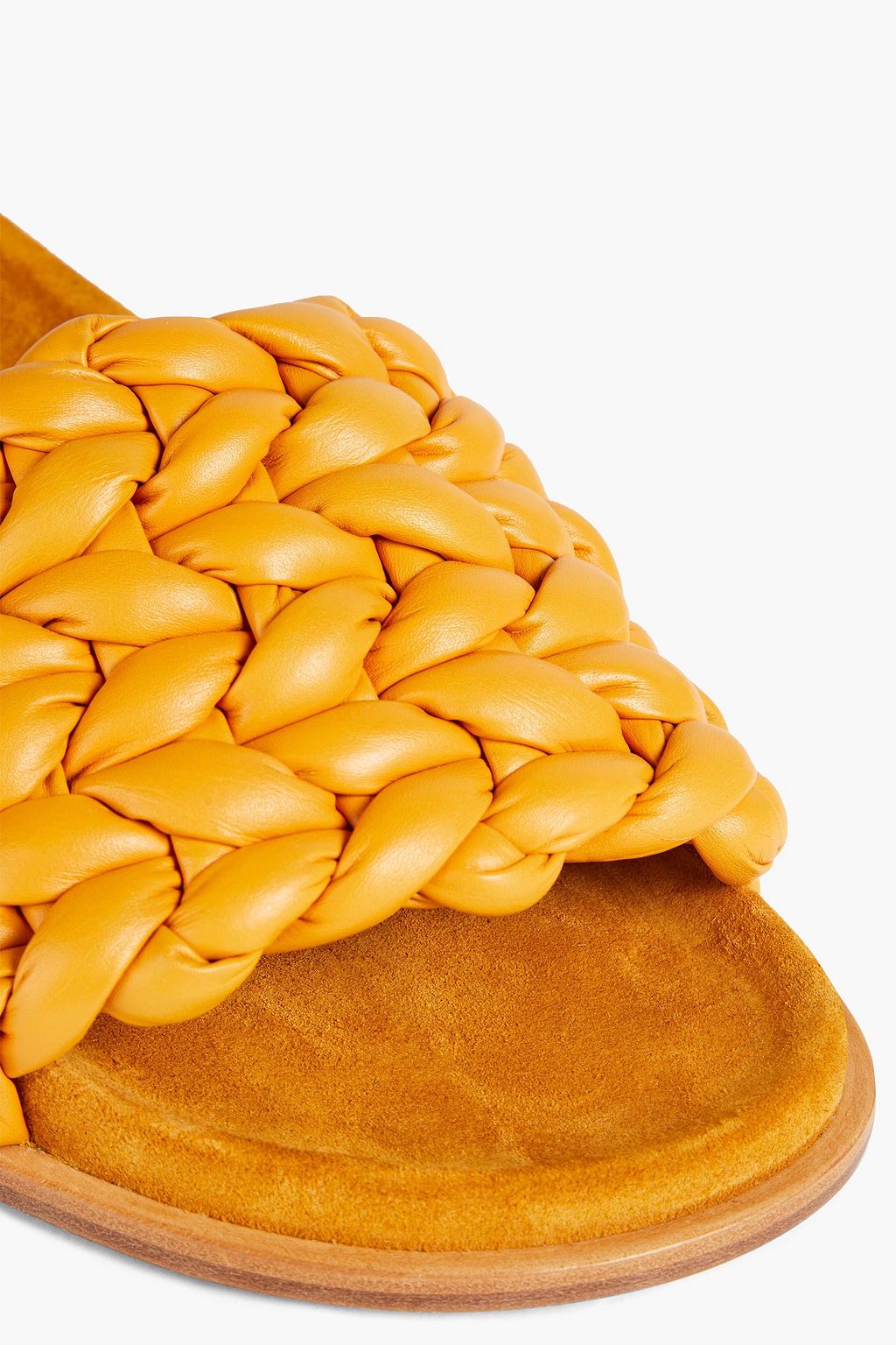 CHLOÉ Suede-trimmed braided leather slides