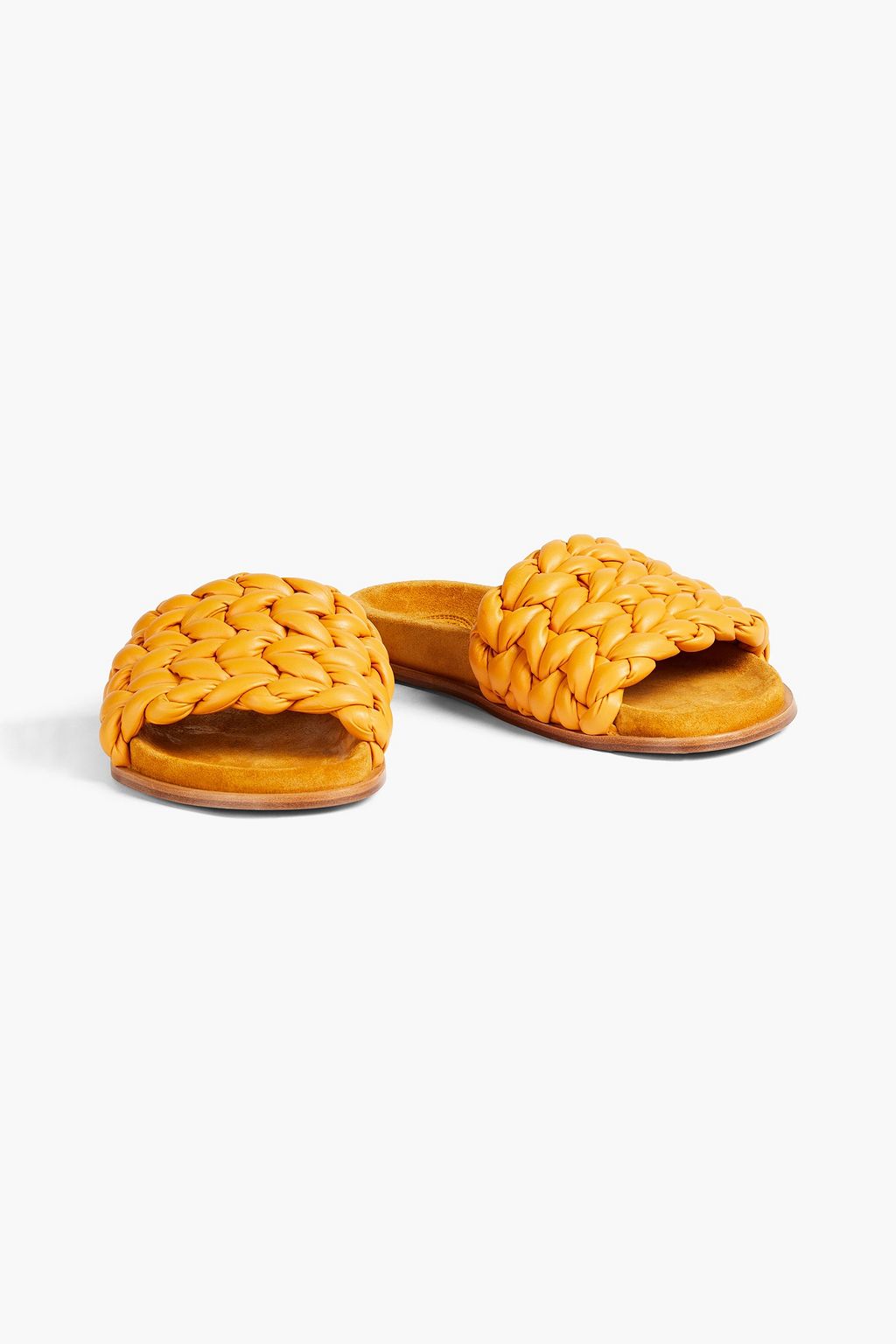 CHLOÉ Suede-trimmed braided leather slides