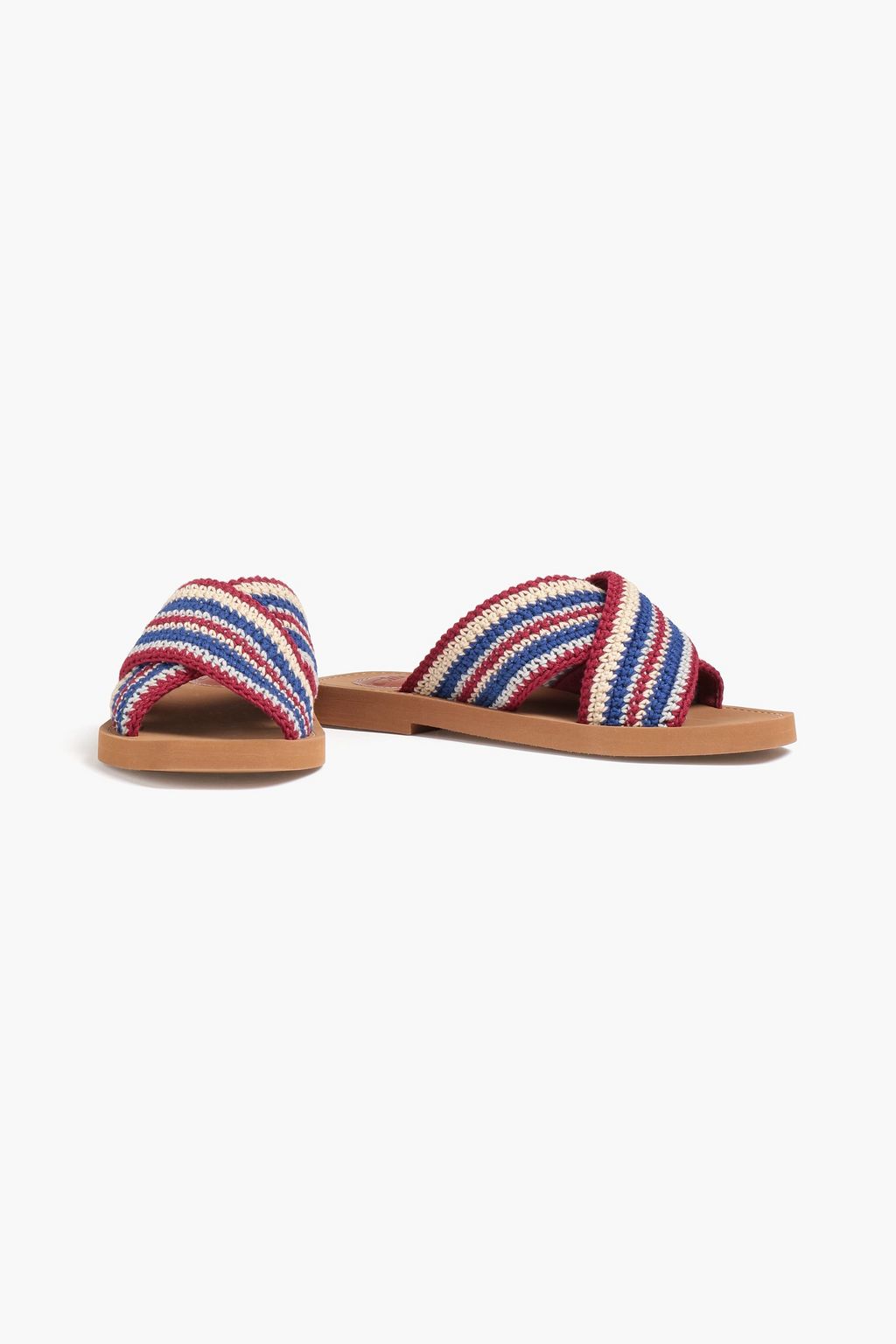 CHLOÉ Woody striped crochet sandals