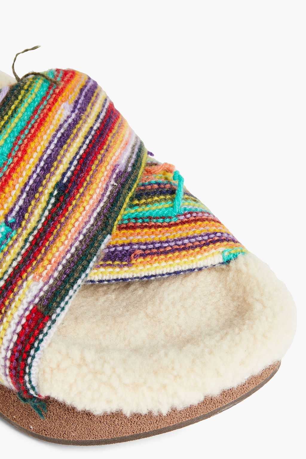 CHLOÉ Shearling-lined knitted slides
