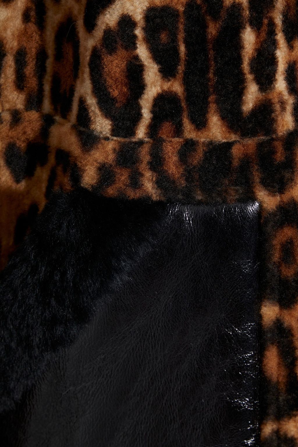 YVES SALOMON Leather-paneled leopard-print shearling coat