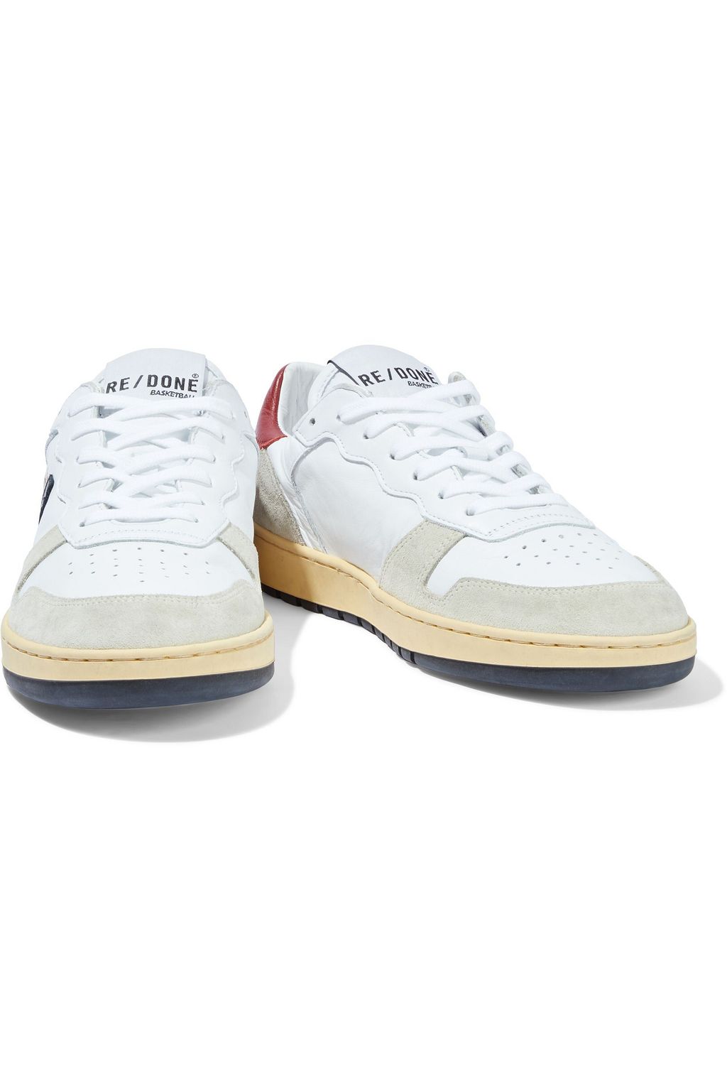 RE/DONE 80s Basketball suede-trimmed perforated color-block leather sneakers