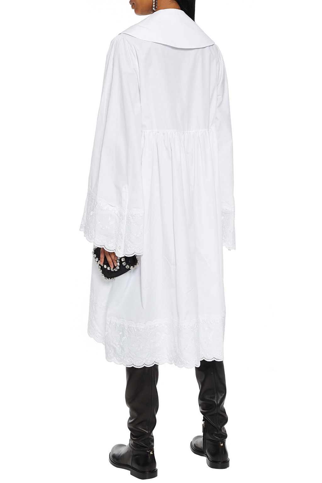 SIMONE ROCHA Gathered embroidered cotton-poplin shirt dress
