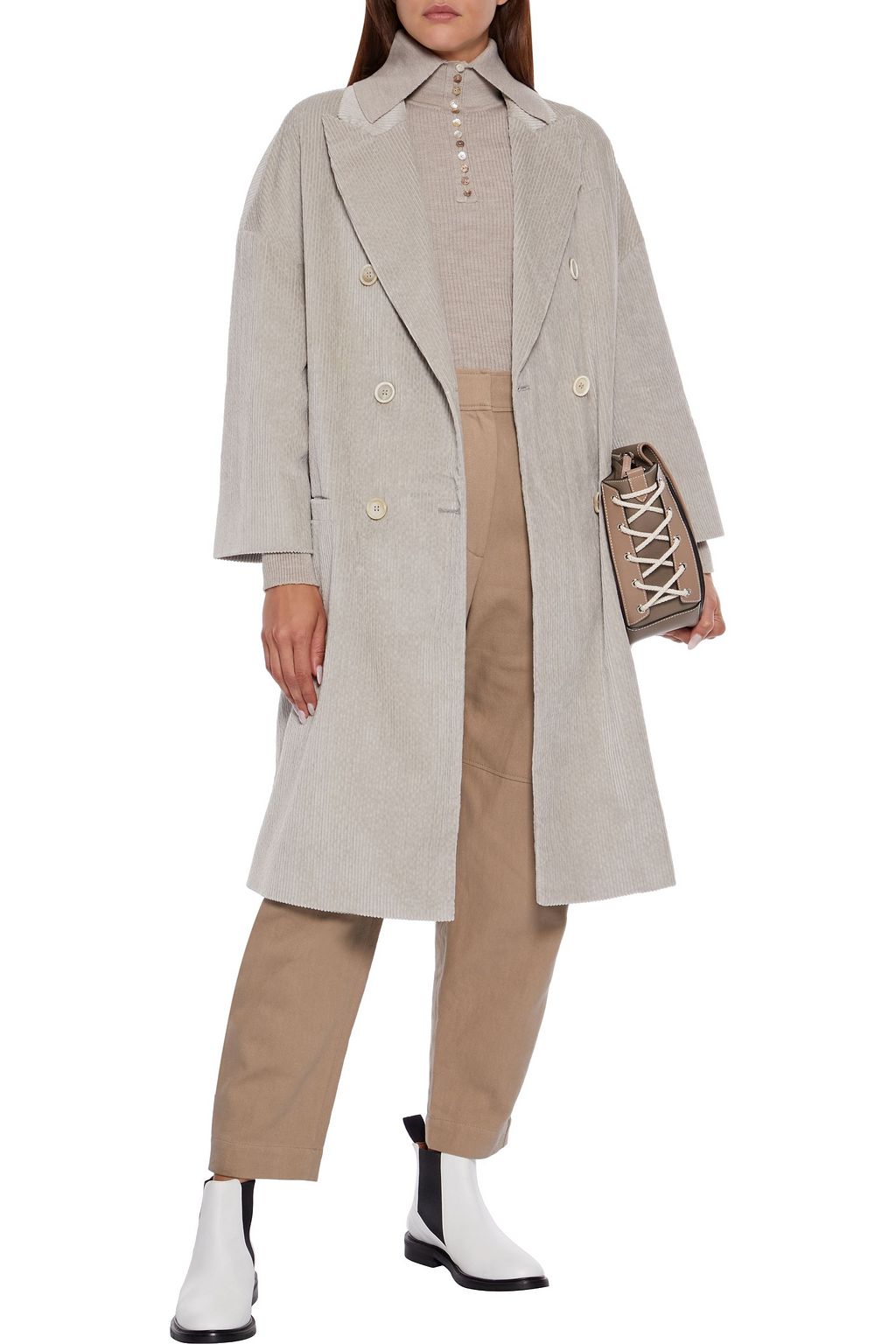 BRUNELLO CUCINELLI Double-breasted cotton-blend corduroy coat