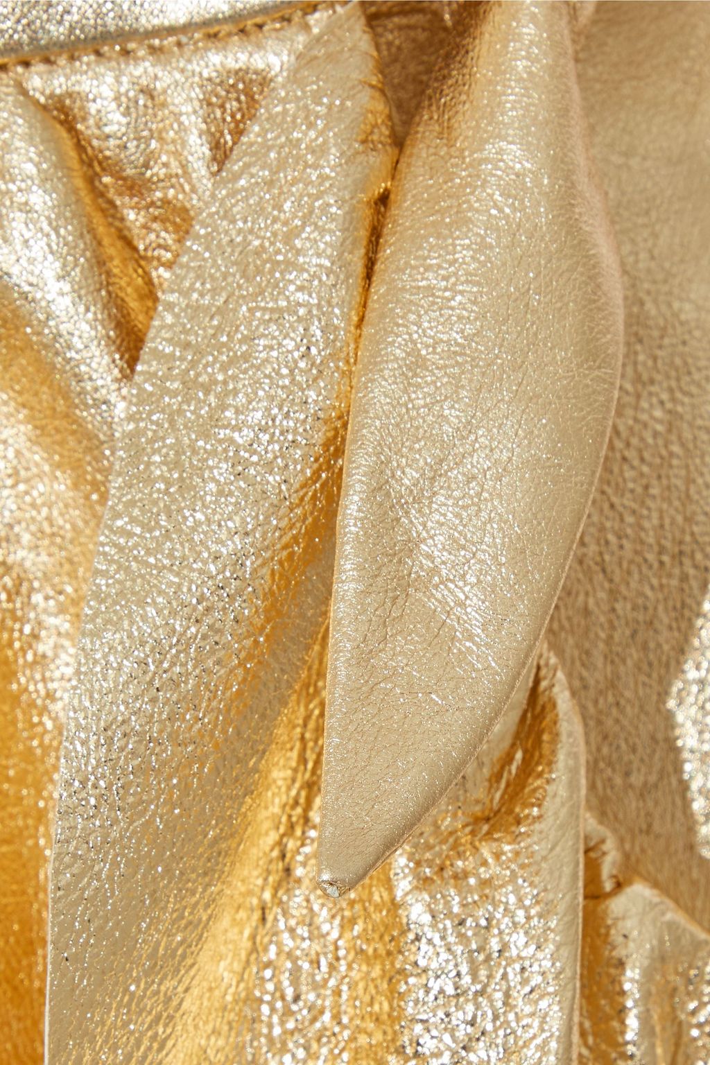 ZIMMERMANN Ladybeetle ruffled metallic textured-leather midi wrap skirt
